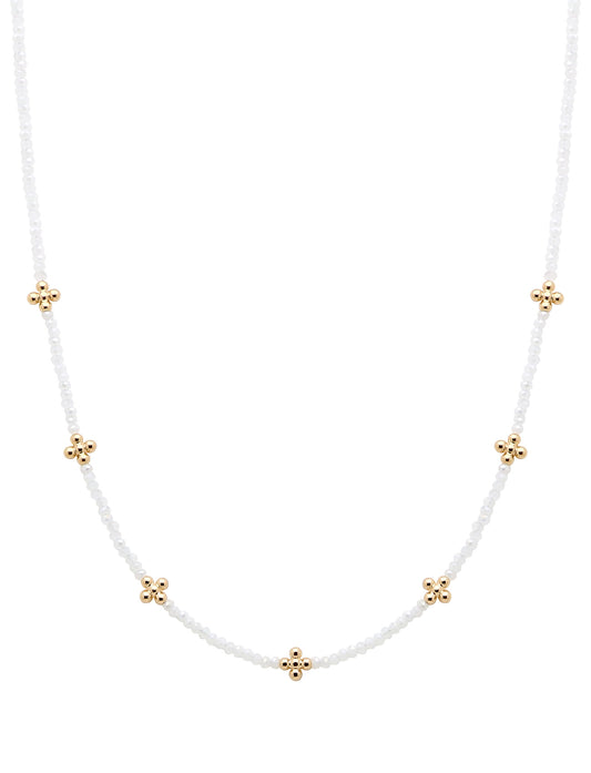 White Crystal and Gold Cross 16"-18" Necklace