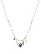 Gold Beaded and White with Fish and Sealife Charms 16"-18" Necklace
