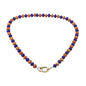 Blue and Orange Crystal Beaded with 18" Gameday Necklace with Gold Clasp for adding Charms