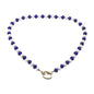 Blue and White Crystal Beaded with 18" Gameday Necklace with Gold Clasp for adding Charms (
