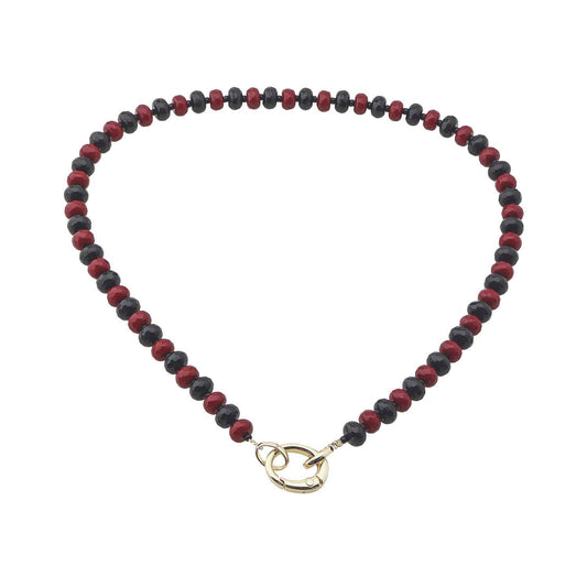 Red and Black Crystal Beaded with 18" Gameday Necklace with Gold Clasp for adding Charms