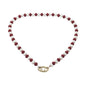 Red and White Crystal Beaded with 18" Gameday Necklace with Gold Clasp for adding Charms