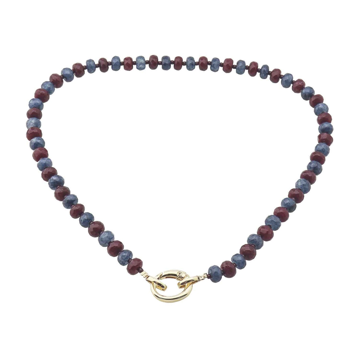 Maroon and Grey Crystal Beaded with 18" Gameday Necklace with Gold Clasp for adding Charms