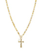 Natural Beaded and Gold with Gold Cross Charm 16"-18" Necklace