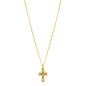 14K Gold Plated Rhinestone Cross Pendant 16"-18" Necklace