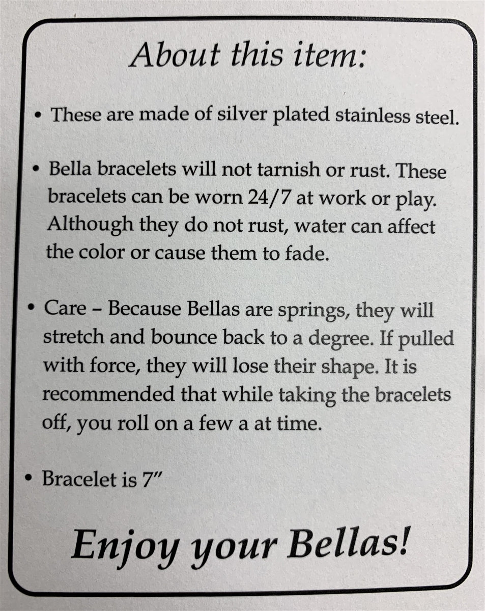 "Bella Bracelets" Silver Set of 20 Stainless Steel Bracelets