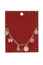 Christmas Gift Pink and Bows Charm Bracelet