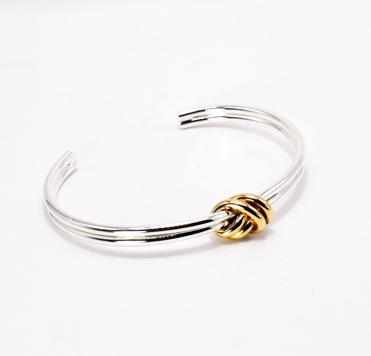 Silver with Gold Knotted Cuff Bracelet