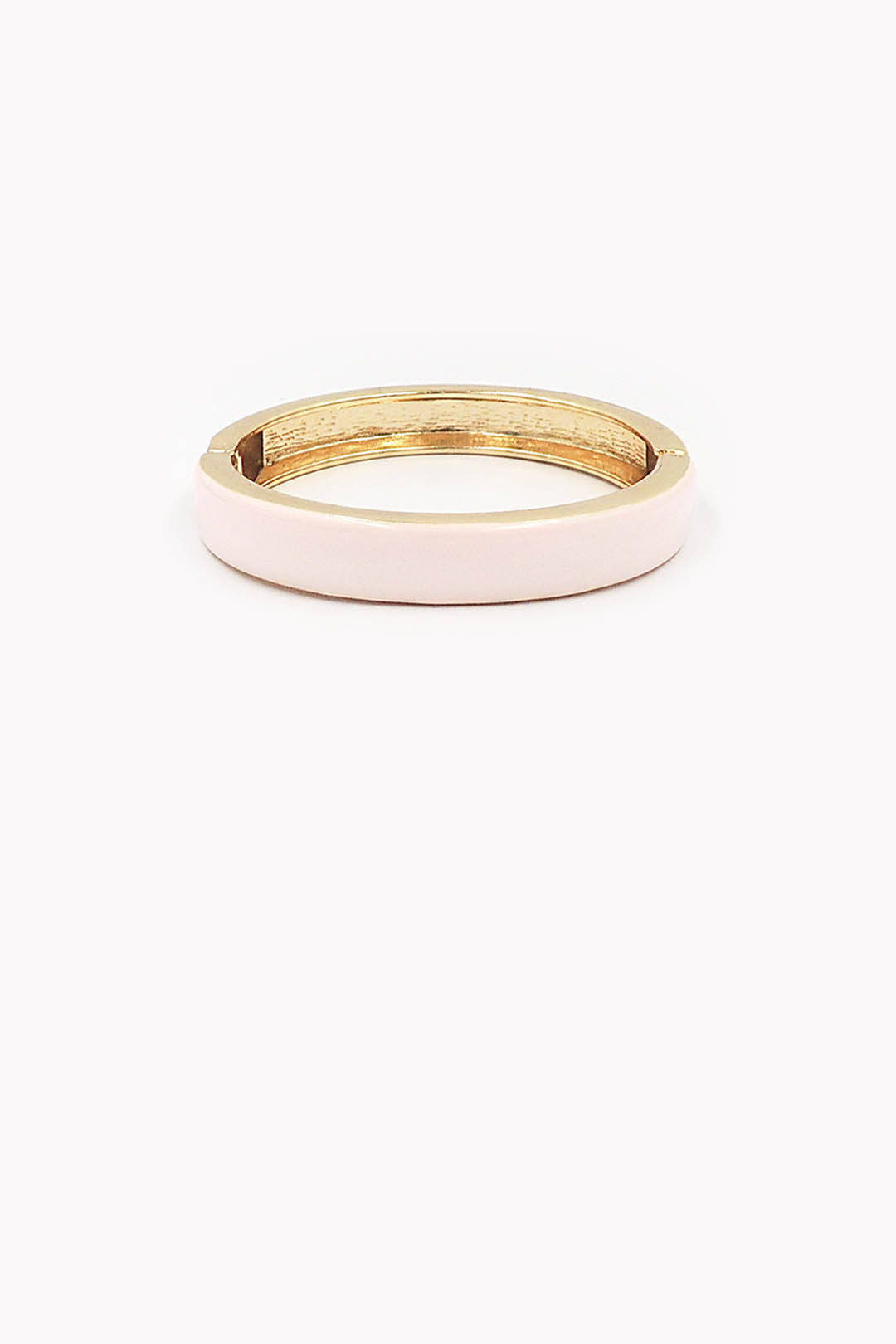 Gold Hinged Bangle with Light Pink Enamel Bracelet