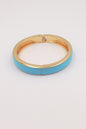 Gold Hinged Bangle with Turquoise Enamel Bracelet