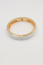 Gold Hinged Bangle with White Enamel Bracelet