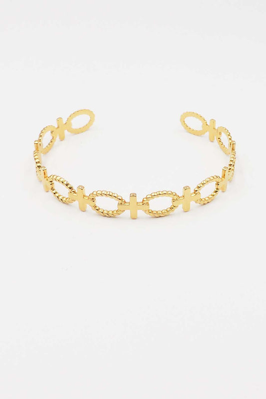 Stainless Steel Open Oval Bar Cuff Bracelet