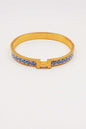 H Stainless Steel Hinged Bangle with Blue and White Details  Bracelet