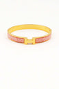 H Stainless Steel Hinged Bangle with Pink and White Details Bracelet