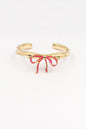 Gold Metal Hammered Cuff with Hot Pink Bow