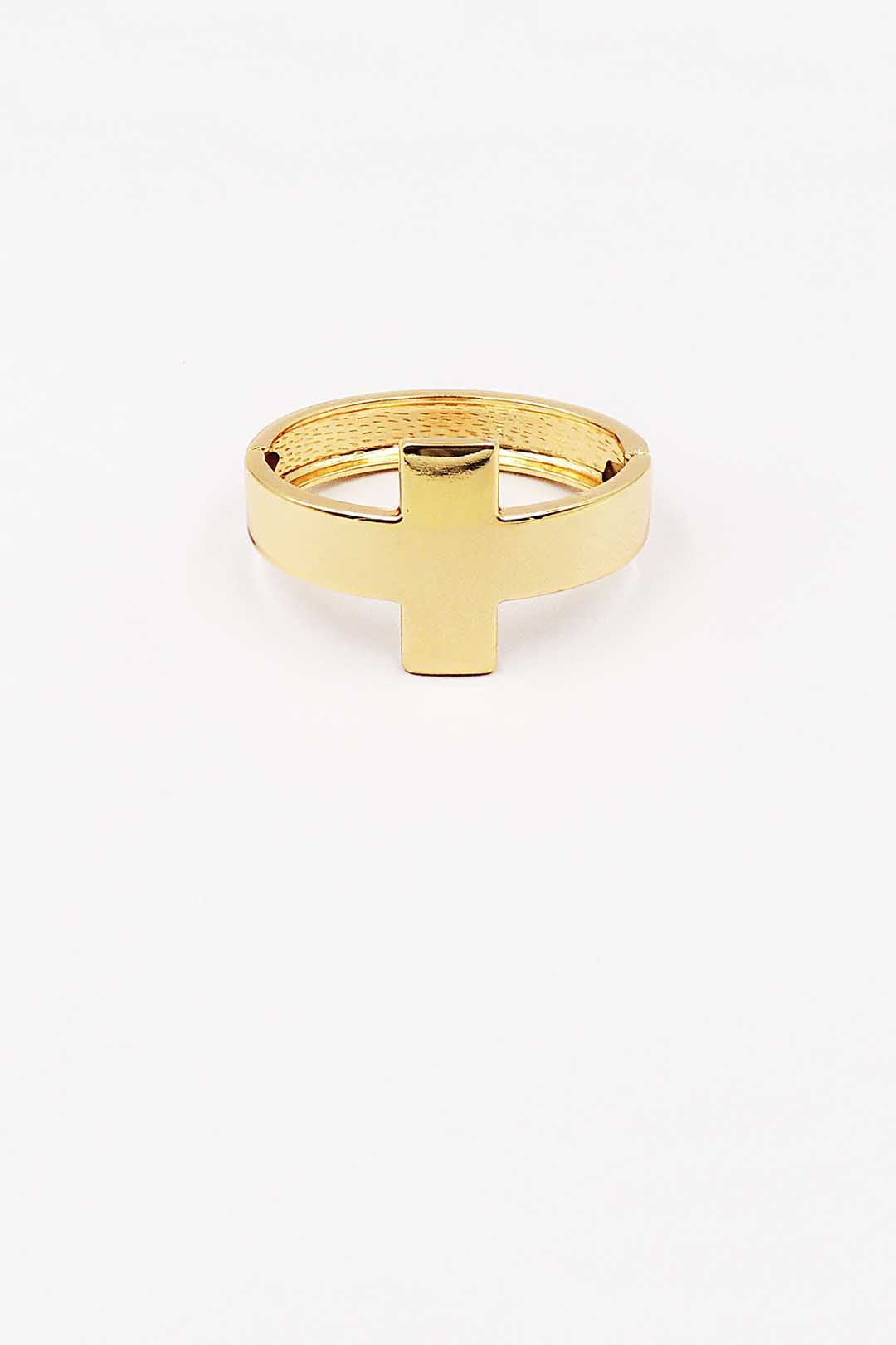 Gold Cross Hinged Bangle Bracelet