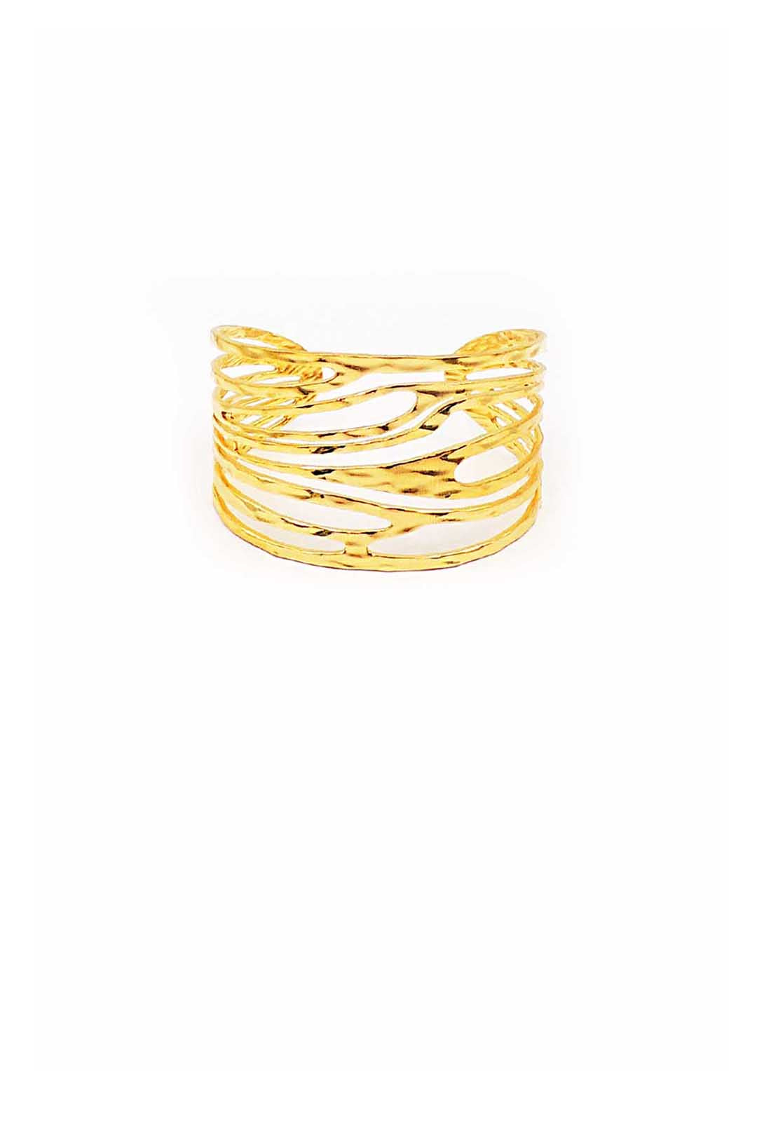 Stainless Steel Hammered Open Cuff Bracelet