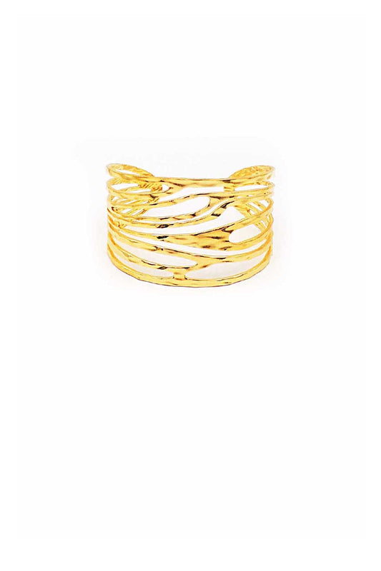 Stainless Steel Hammered Open Cuff Bracelet