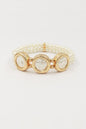 Flat Gold and Three Pearl Stretch Bracelet