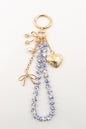 Purse Charm- Bow, Heart, Cherrys with Blue and White Ceramic Beaded Chain. Very Popular