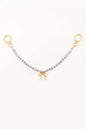 Gold Purse Chain with Blue and White Ceramic Beads and Gold Bow