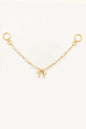 Gold Purse Chain with Pink and White Ceramic Beads and Gold Bow