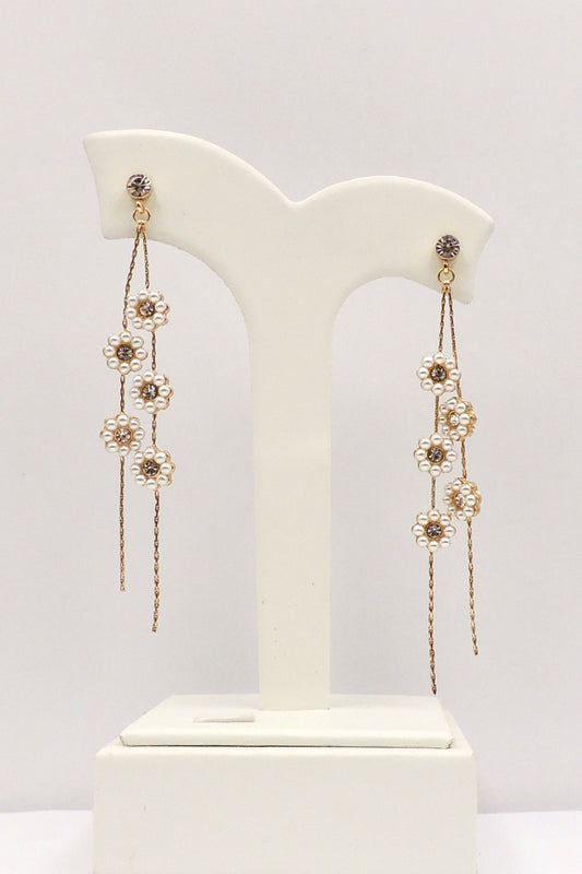 Pearl Flower 2 Layred Earring