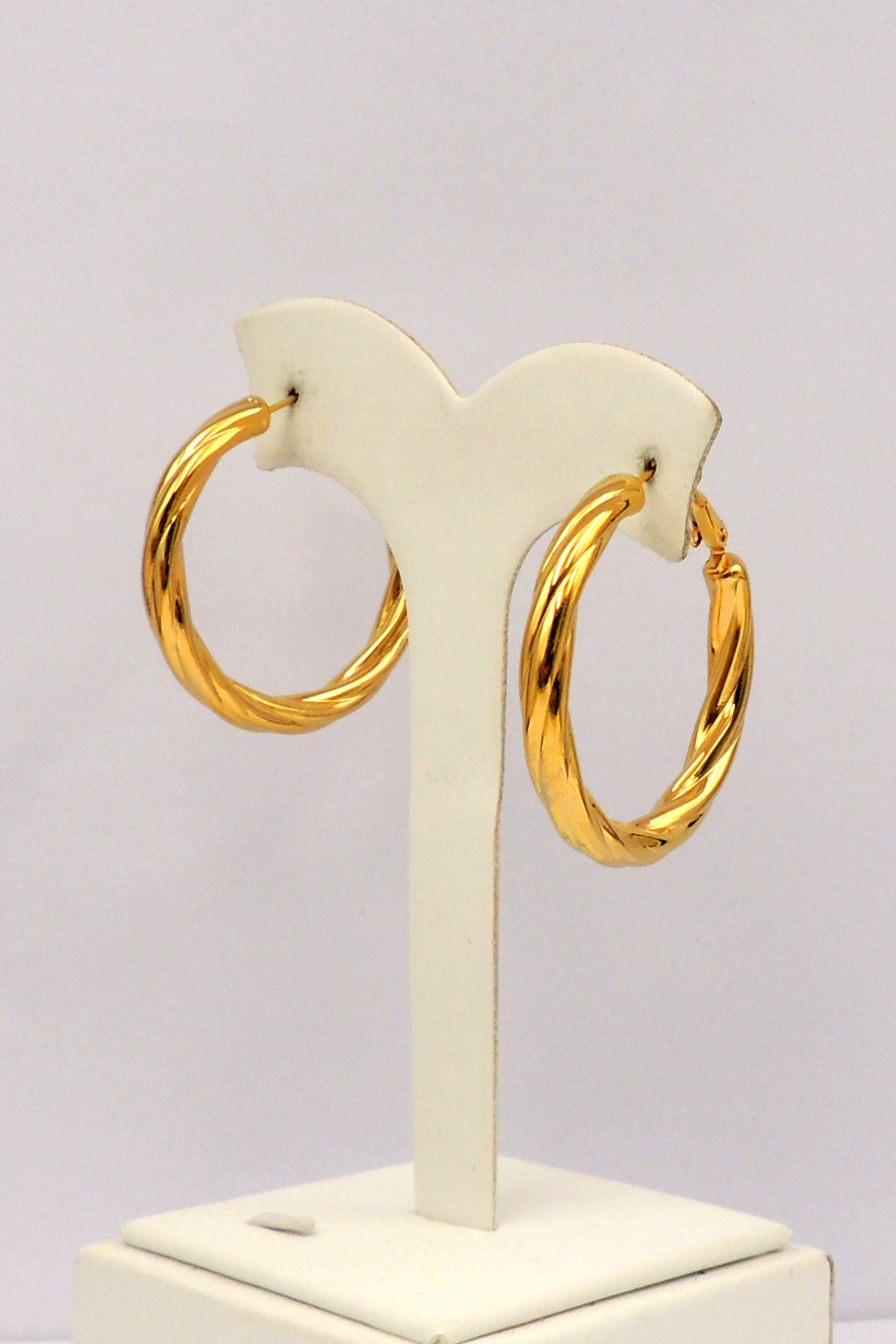 Stainless Steel Rope Textured 1.25" Hoop Earring
