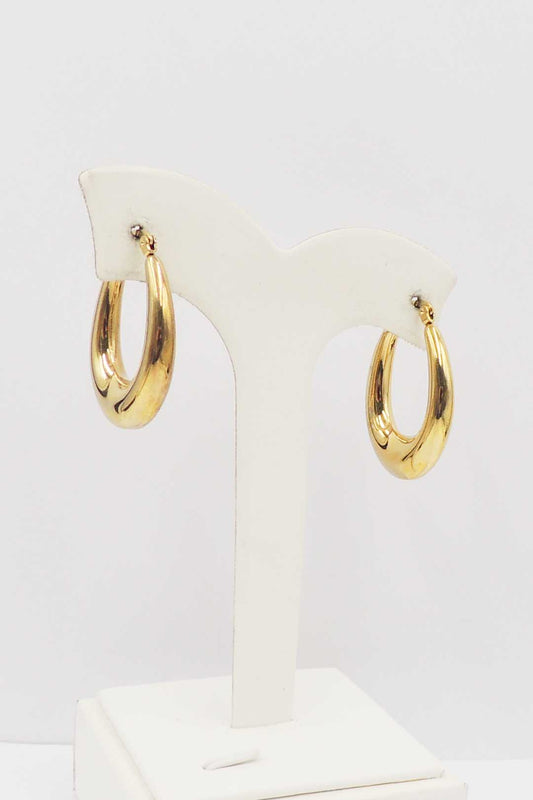 Gold Teardrop Metal 1.5" Hoop Earring