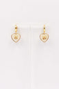 Gold Pearlized Heart Stud with Gold Bow .5" Earring