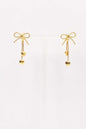 Gold Open Bow with Heart Drops 1.5" Earring