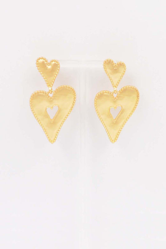 Double Puffy Heart 2" Stud Earring