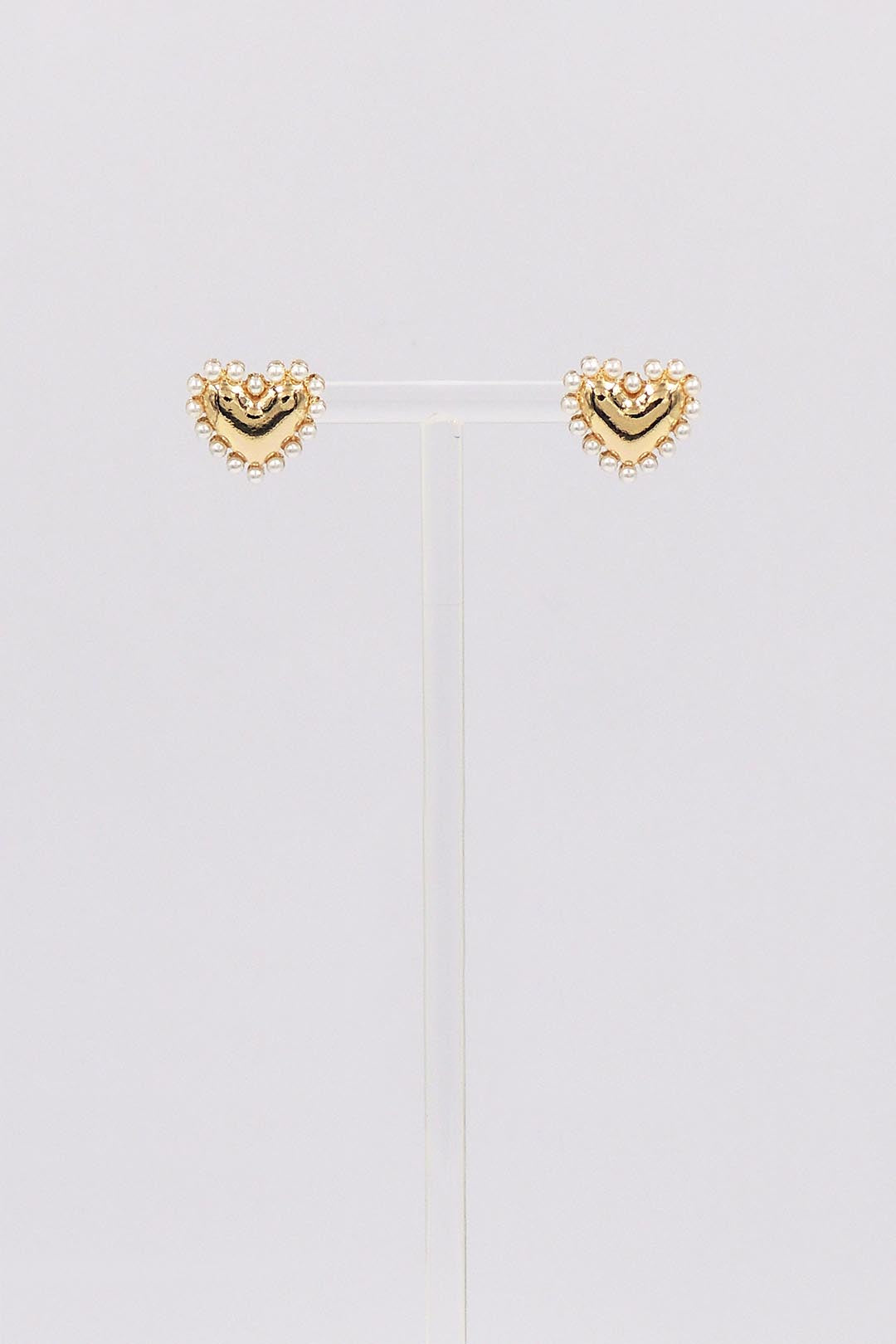 Studded Gold Heart .5" Stud Earring
