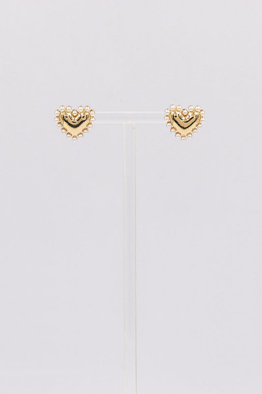 Studded Gold Heart .5" Stud Earring