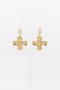 Hammered Chunky Cross with Crystal Drop 1" Earring