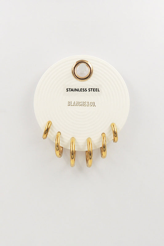 Stainless Steel Set of 3 Graduated Huggie Hoop Earrings