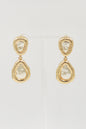 Flat Pearl with Gold Bar Double Drop Triangle 1.5" Earring