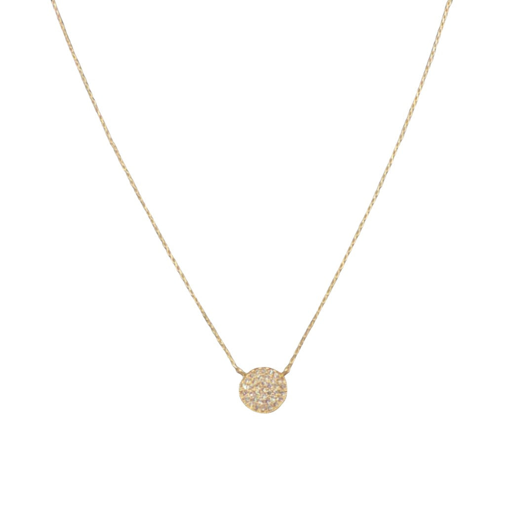 Gold Pave Circle on 16"-18" Necklace