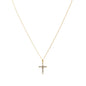 Gold Pave Small Cross 16"-18" Necklace