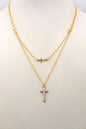 Stainless Steel Two Layered Dainty Cross 16"-18" Necklace