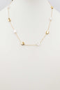 Stainless Steel Flat Pearl and Gold 16"-18" Necklace