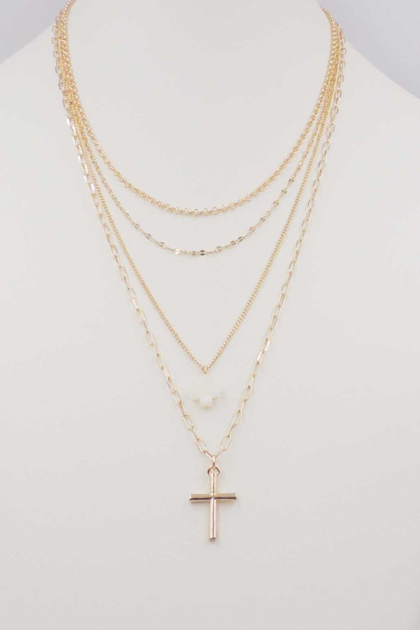 Gold Cross Layered 16"-18" Necklace