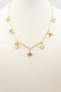 Gold Chain Multi Flower Charm 16"-18" Necklace