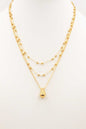 Stainless Steel Thin Layered with Gold Teardrop 16"-18" Necklace