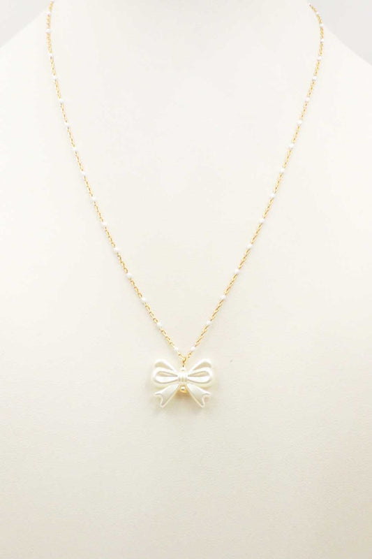 Gold Chain with White Small Bow Charm 16"-18" Necklace