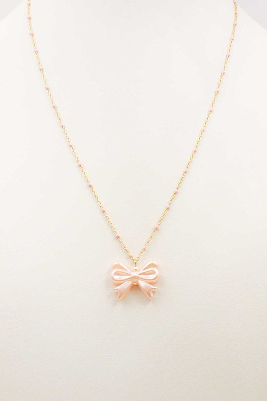 Gold Chain with Pink Small Bow Charm 16"-18" Necklace