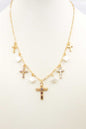 Gold Cross and Pearl Charms on 16"-18" Necklace
