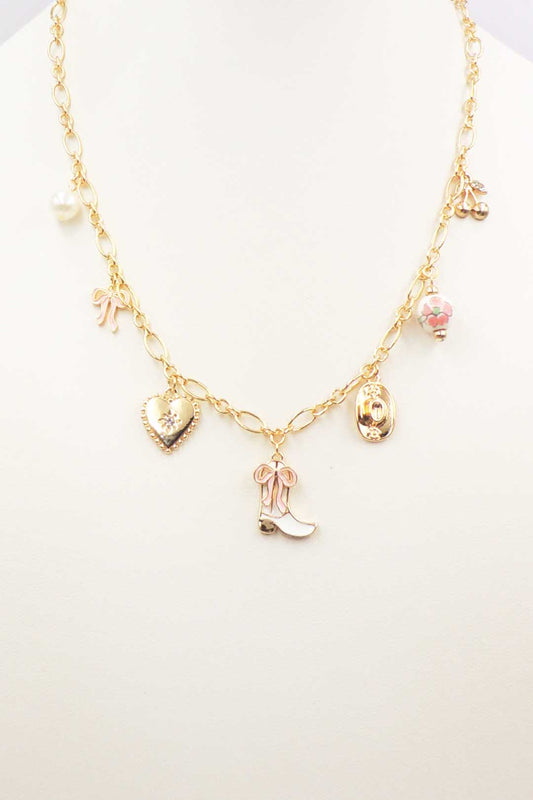 Cowboy Boot Multi Charm 16"-18" Necklace