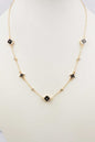 Gold Chain with Black Clovers 16"-18" Necklace