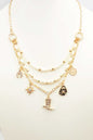 Multi Layered Pearl and Gold Western Charm 16"-18" Necklace